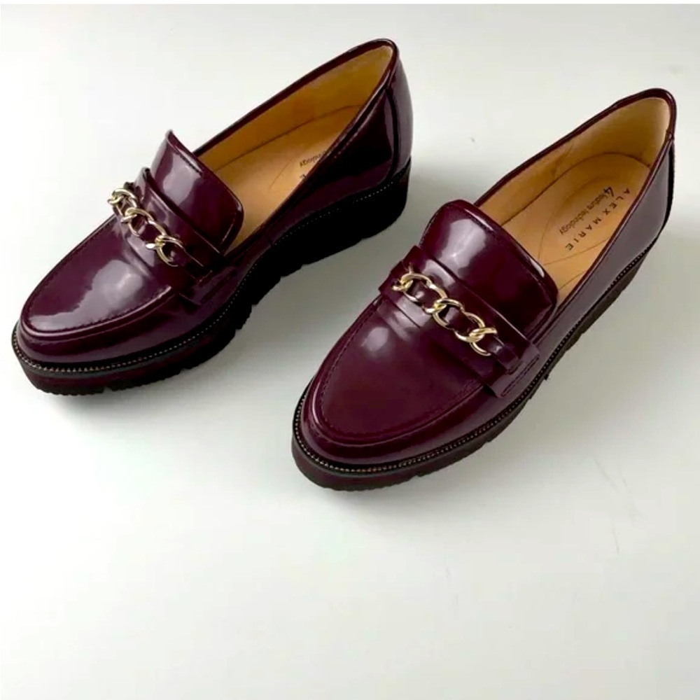 Alex Marie Patent Burgundy Eva Platform Loafers Size 8.5 Academia Preppy
